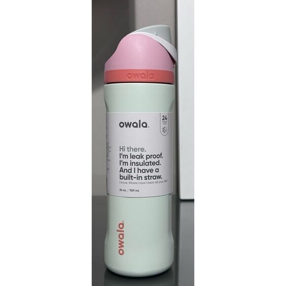 NWT Owala FreeSip 24oz Stainless Steel Water Bottle, EGGSHELL/ MINTY FRESH - Picture 1 of 5